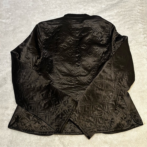 Banana Republic 100% Silk  Blazer Jacket Dark Brow Quilt Womens - Picture 2 of 4